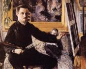 古斯塔夫 卡里伯特 : Self Portrait with Easel